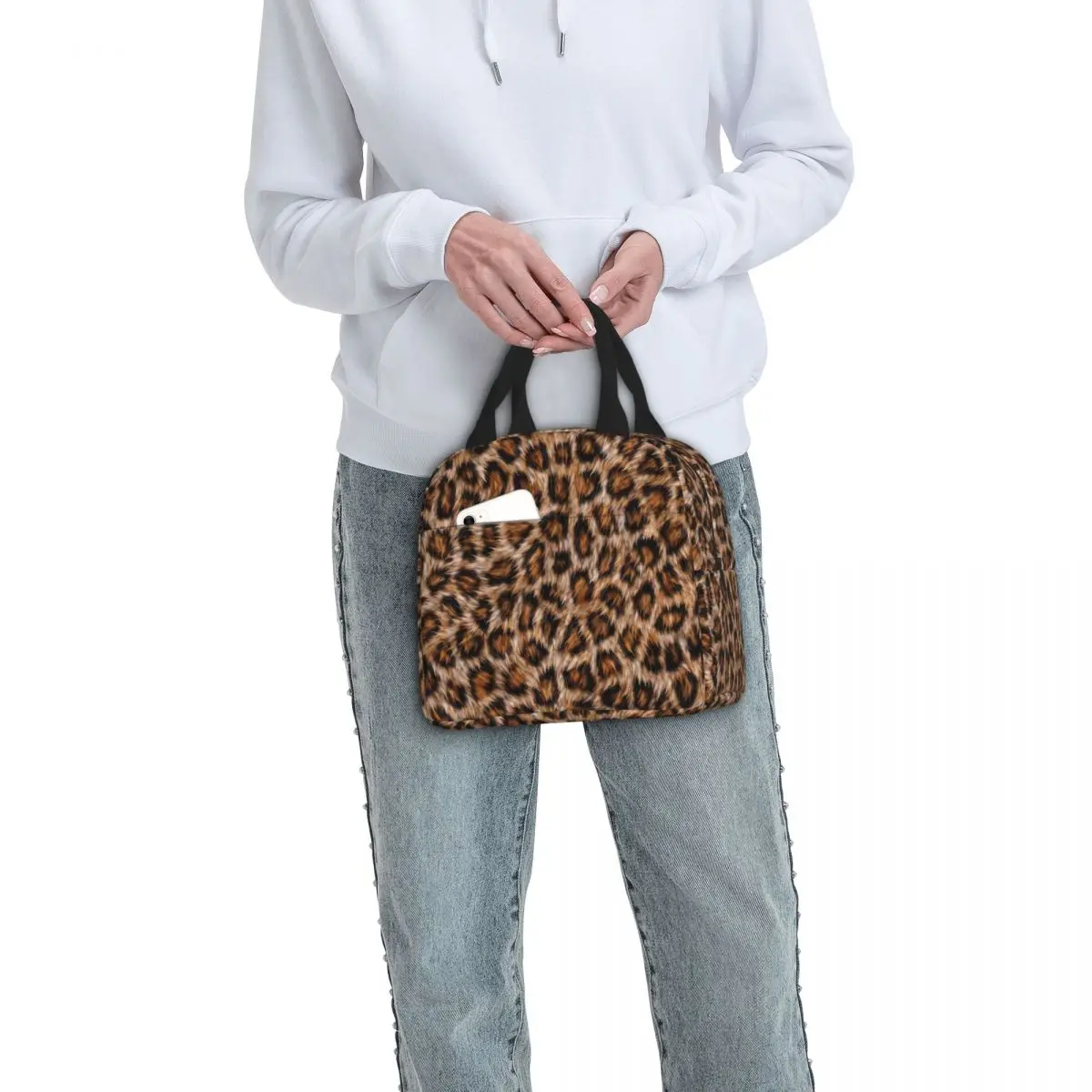 Leopard Print Fur Spots Jaguar Skin Insulated Lunch Bags Thermal Bag Brown Animal Leather Pattern Tote Lunch Box Bento Pouch