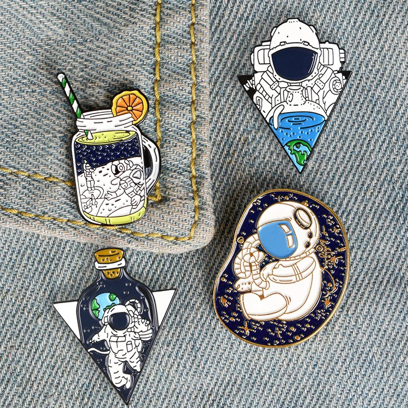 Sky Metal Pin Backpack Clothing Accessories Pin Badge Enamel Lapel Pins Space Series Pin Astronaut Planet Rocket Starry