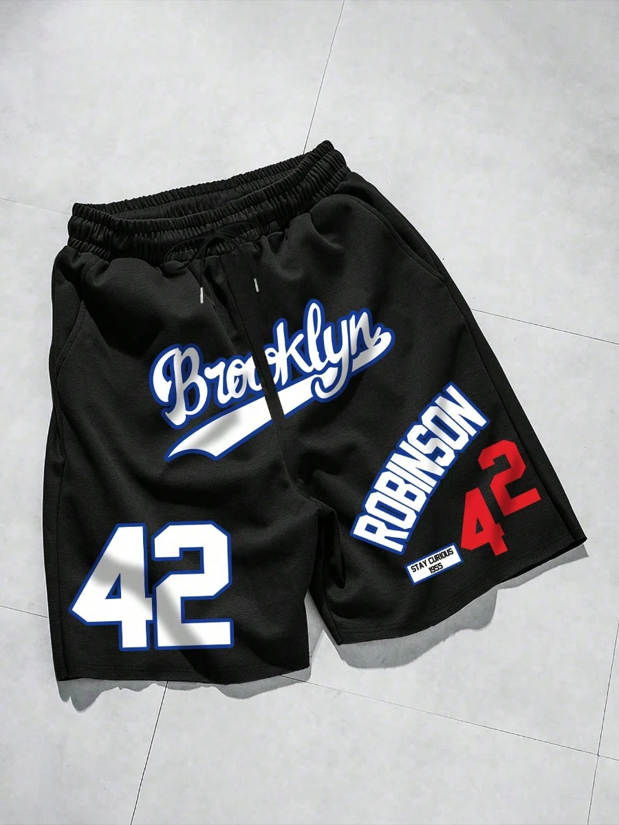 

Baggy Sports Jogging Summer Casual Y2K Harajuku Street Fashion Men's Loose Basketball Letter Graphic Print Casual Sports Shorts