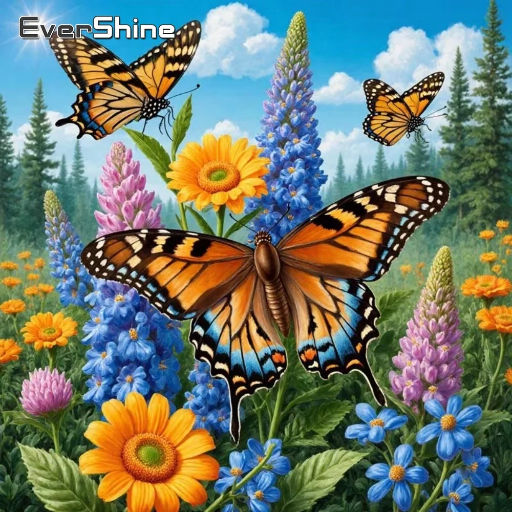 EverShine Neuerscheinung Diamant-Mosaik Schmetterling Tier Diamantmalerei Blumen DIY Stickerei Geeignet für Anfänger Handarbeit
