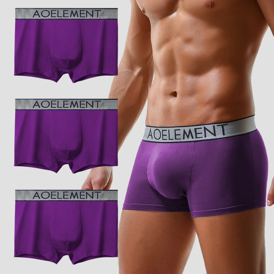 

3 шт. Мужские трусы с U-выпуклым антивыравниванием, разделением в форме пули, плоским краем, изогнутой сумкой для поддержки мошонки