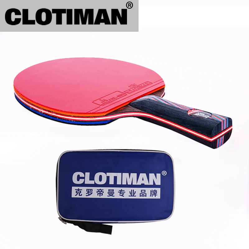 Carbon fiber table tennis racket 7 layers long handle short handle  horizontal grip tennis table paddle blade rubber