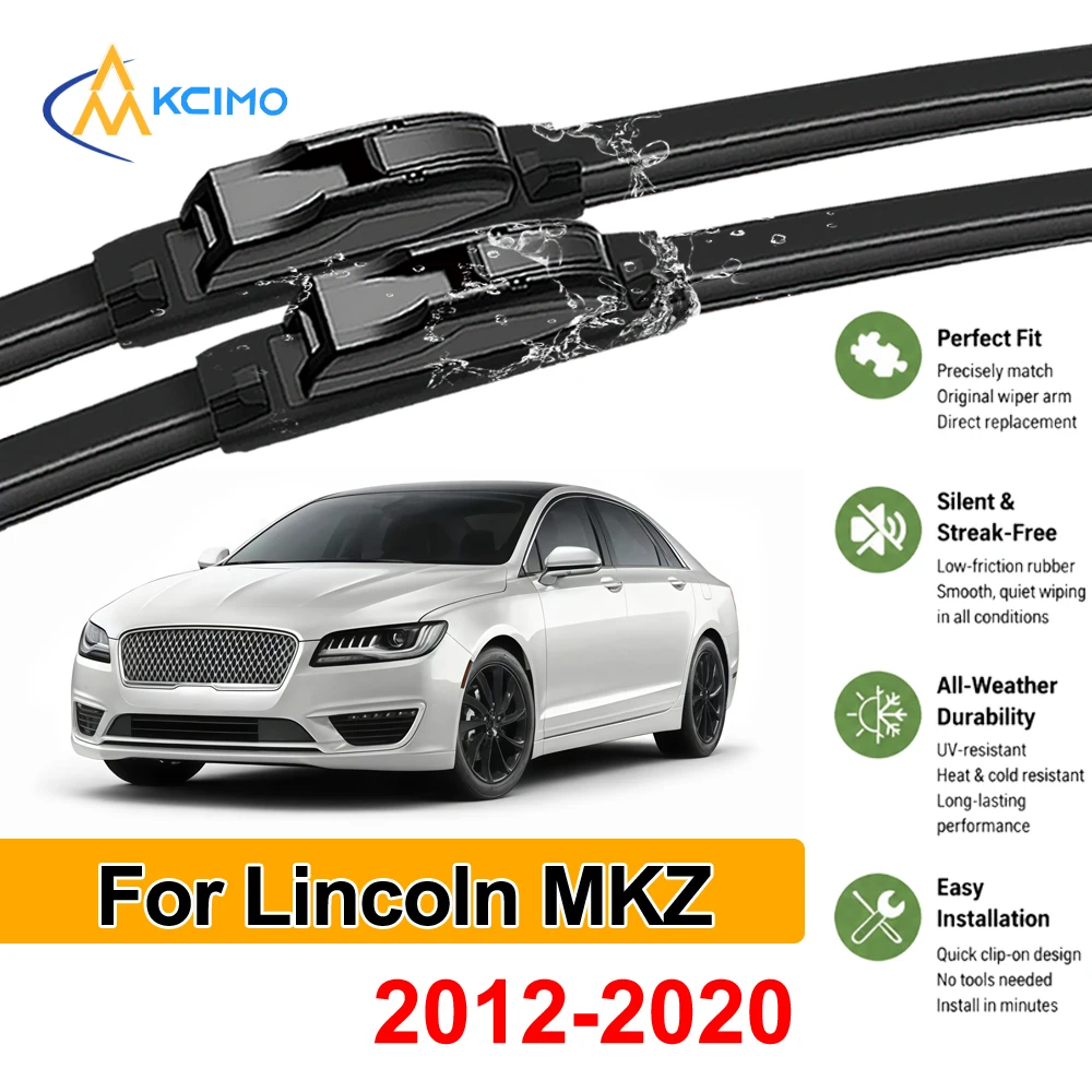 Front Wiper Blades Set For Lincoln MKZ 2012-2020 Windshield Rubber Wipers Auto Car Accessories Replacement Easy to Install