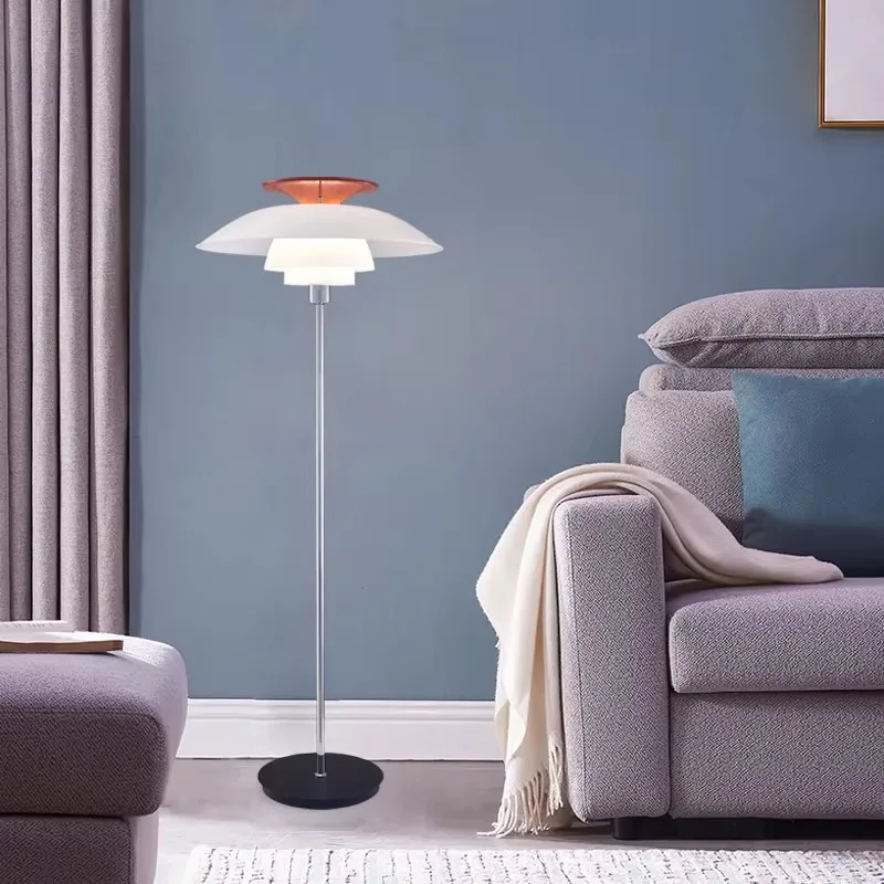 

Danish PH 80 Floor Lamp Replica with E27 LED Bulb 3 Colors 85-265V Classic Nordic Ground Light Acrylic Shade Plated Metal Base