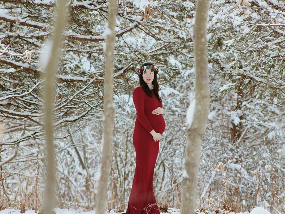 Maternity\'s Dress Women Solid Color Party Floor Length Long Photography Props Elegance White Clothing
