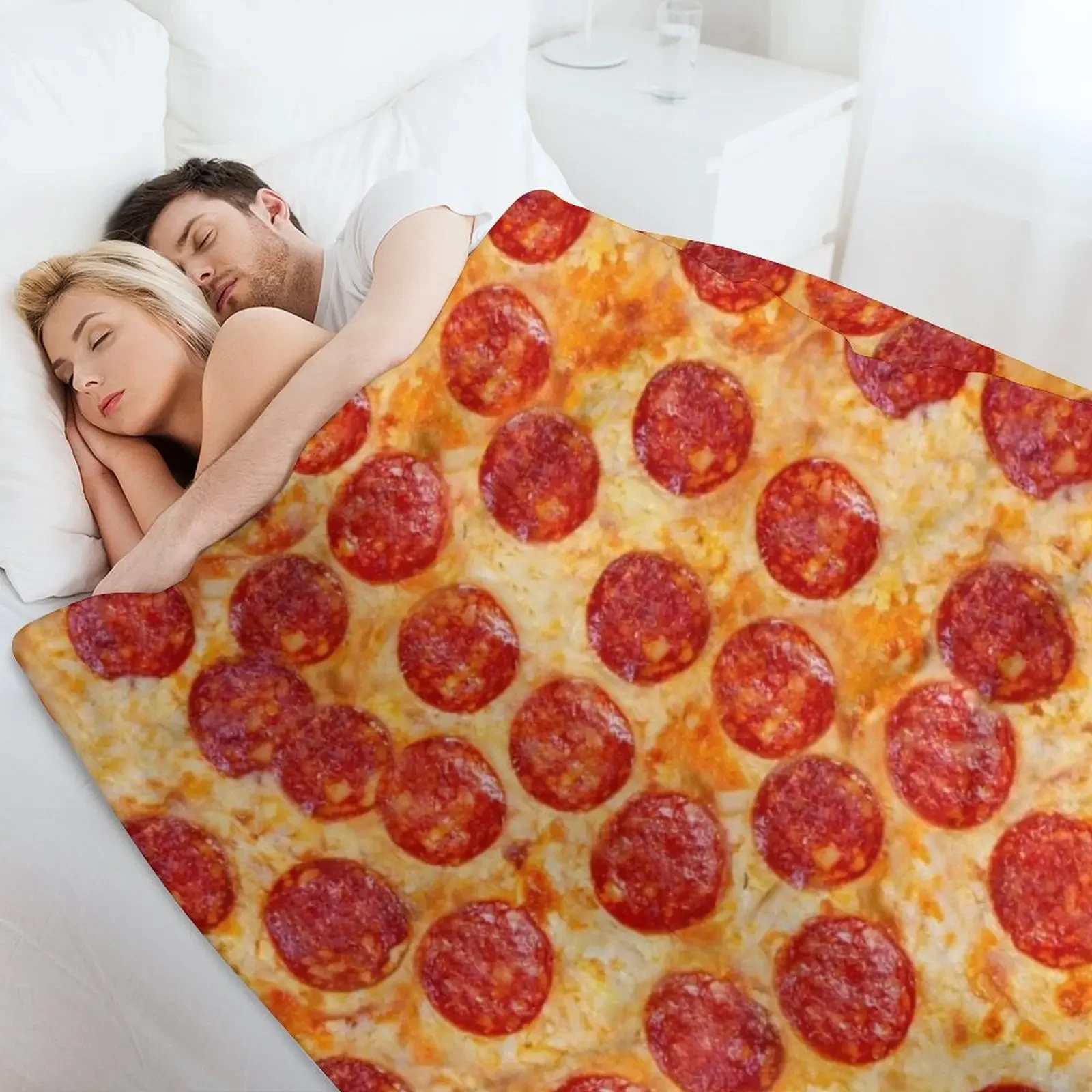 واقعية Pepperoni البيتزا نمط رمي بطانية البطانيات الأرائك منقوشة كبيرة على أريكة الفاخرة St البطانيات