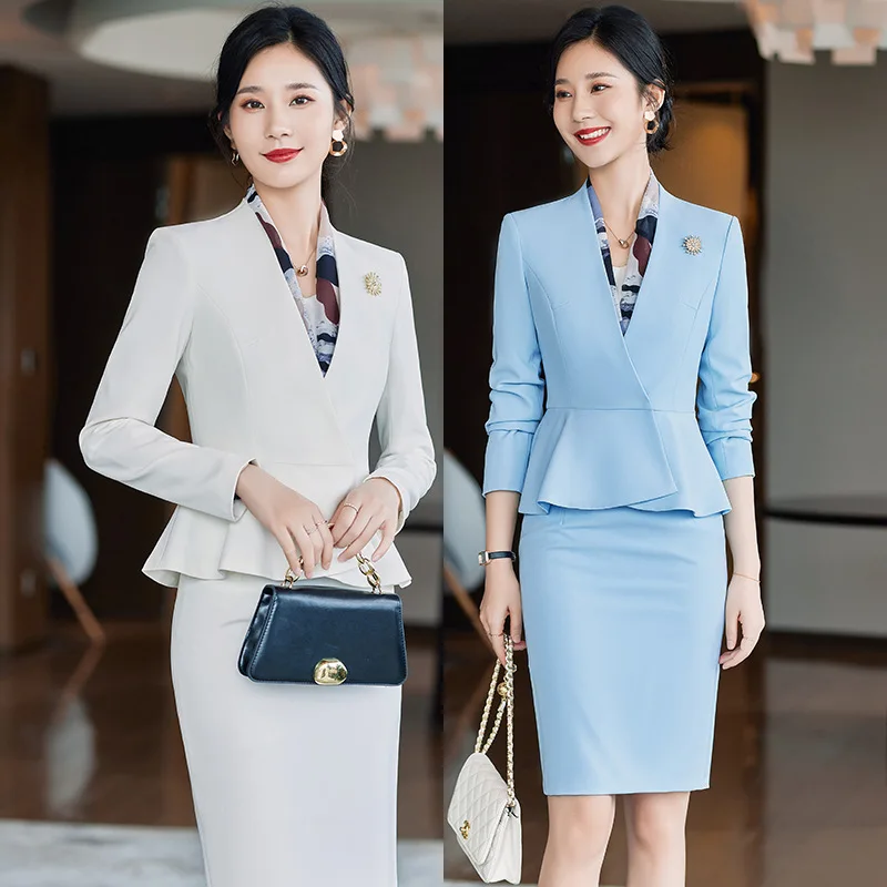 

High-End Business Suit Women's Autumn and Winter New Ol Fashion Host Small Suit Two-Piece Set Interview Work Clothes Workwear