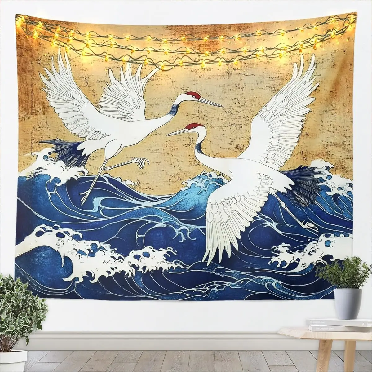Boys Girls Japan Style Tapestry Japanese Geisha Wall Art Cherry Blossoms Wall Hanging Blanket Kids Teens Bedroom Decor