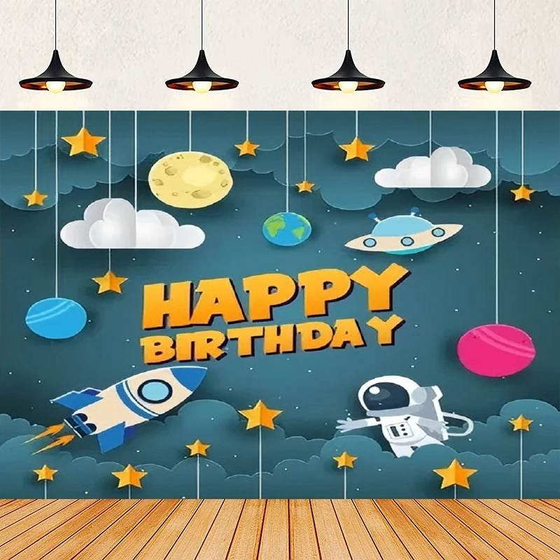 

Фон для фотосъемки с изображением космоса и галактики, баннер-постер для детей, украшение для вечеринки в честь дня рождения, фон для фотосессии