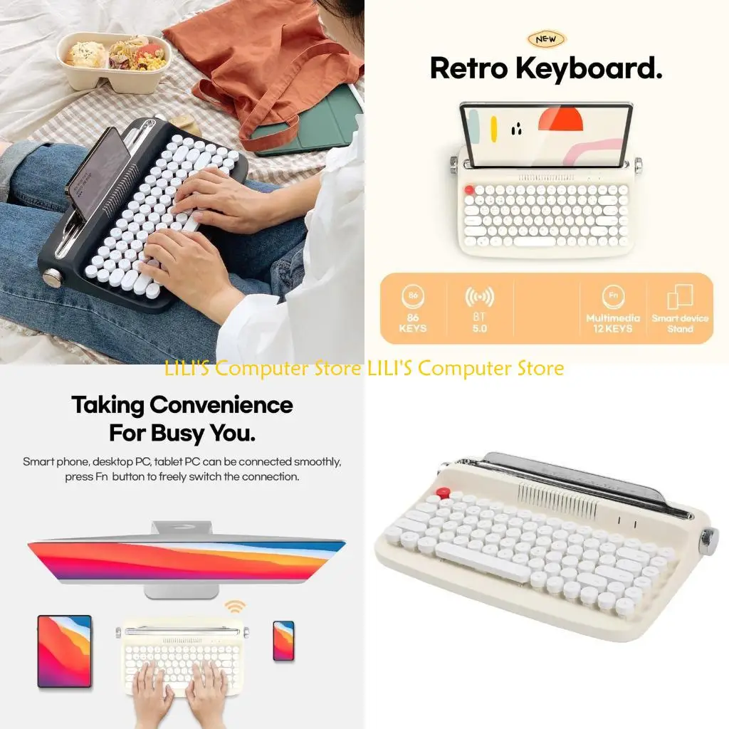 

A52B BT Wireless Business Keyboard Mechanical Feeling Round Keycap Keyboard Easy Use