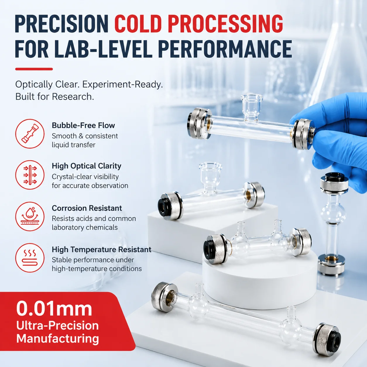 Polarimeter Polarimeter Tube Funnel/Bubble/Thermostatic High Light Transmission Sample Tube Lab Optical Cell Multiple Sizes