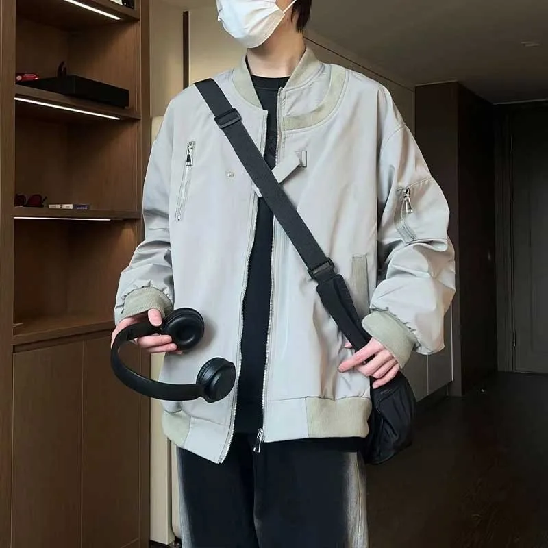 

Spring Autumn 2025 New Loose Versatile Design Baseball Sle Flight Jaet Men Women Couple Outerwear Trendy Polyester