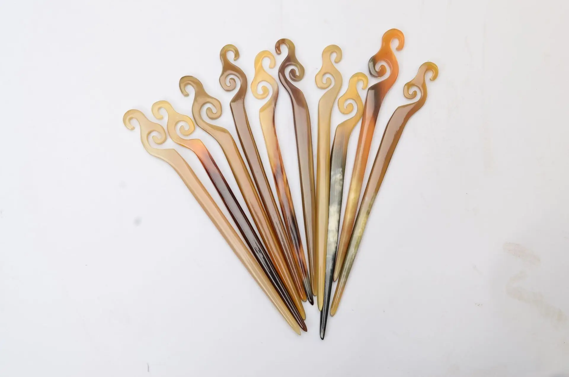 Épingles à cheveux en corne de yak naturelle, évidées, carrées, multi-styles chinois, style rétro exquis, vente en gros