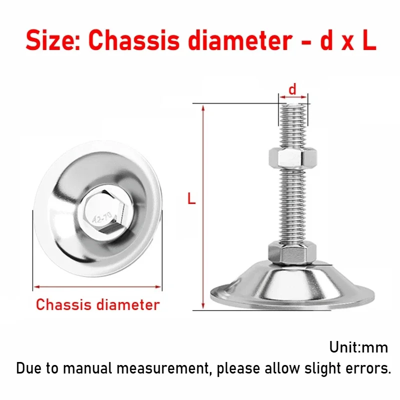 M5~M16 304 Stainless Steel Bell Mouth Flat Bottom Foot Cup Machine Tool Fixed Adjustment Foot Equipment Support Foot Chassis
