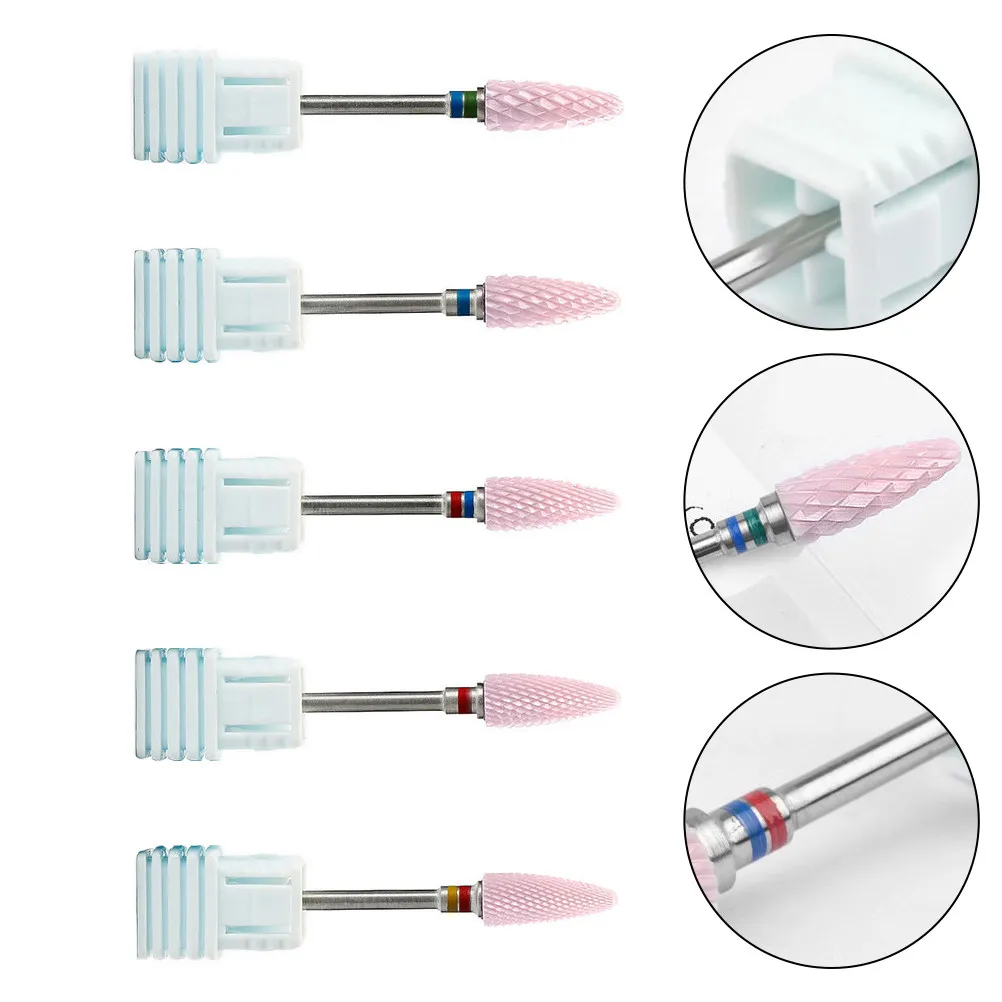 5Pcs Ceramic Nail Grinding Heads Manicure Polishing Tool Multipurpose Nail Art Accessories Drill Bits Manicure Art