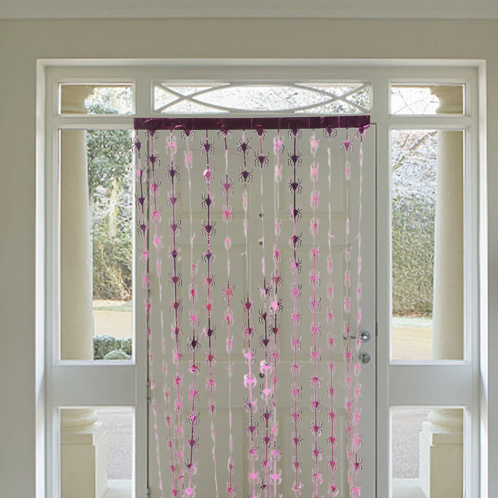 

2Pcs Halloween Metallic Tinsel Foil Fringe Curtain Doorway Streamers Party Decorations Photo Backdrop Metallic Streamers