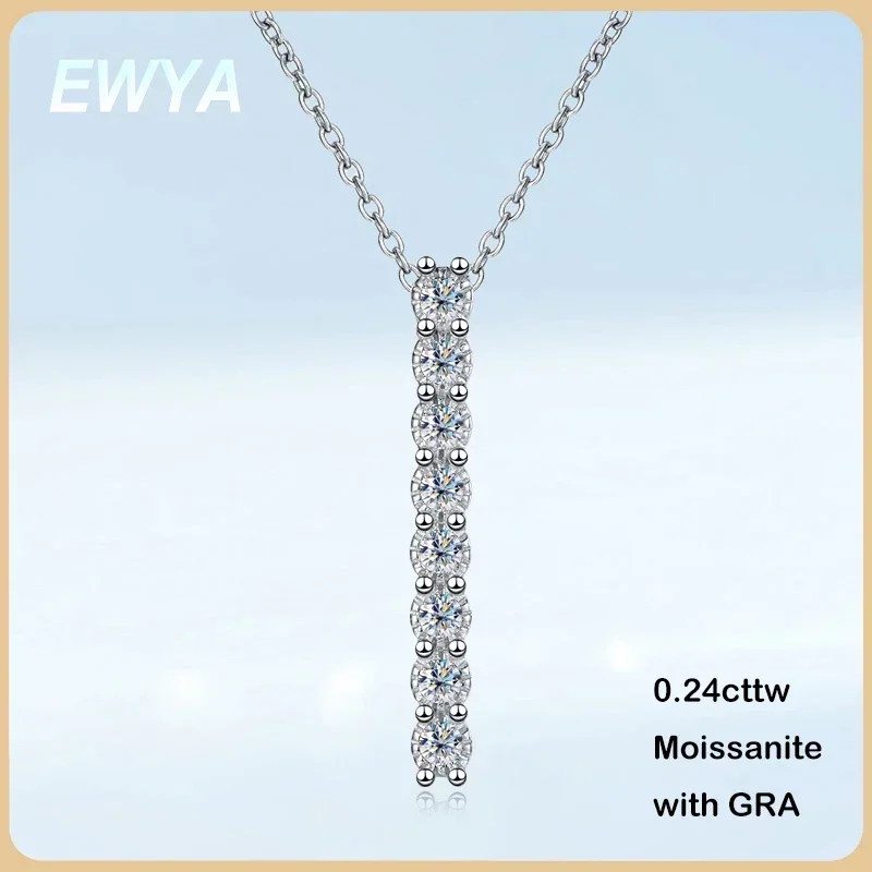 EWYA Real 0.24cttw 2mm Full Moissanite Pendant Necklace for Women S925 Silver Pass Diamond Test Neck Chain Necklaces Wholesale