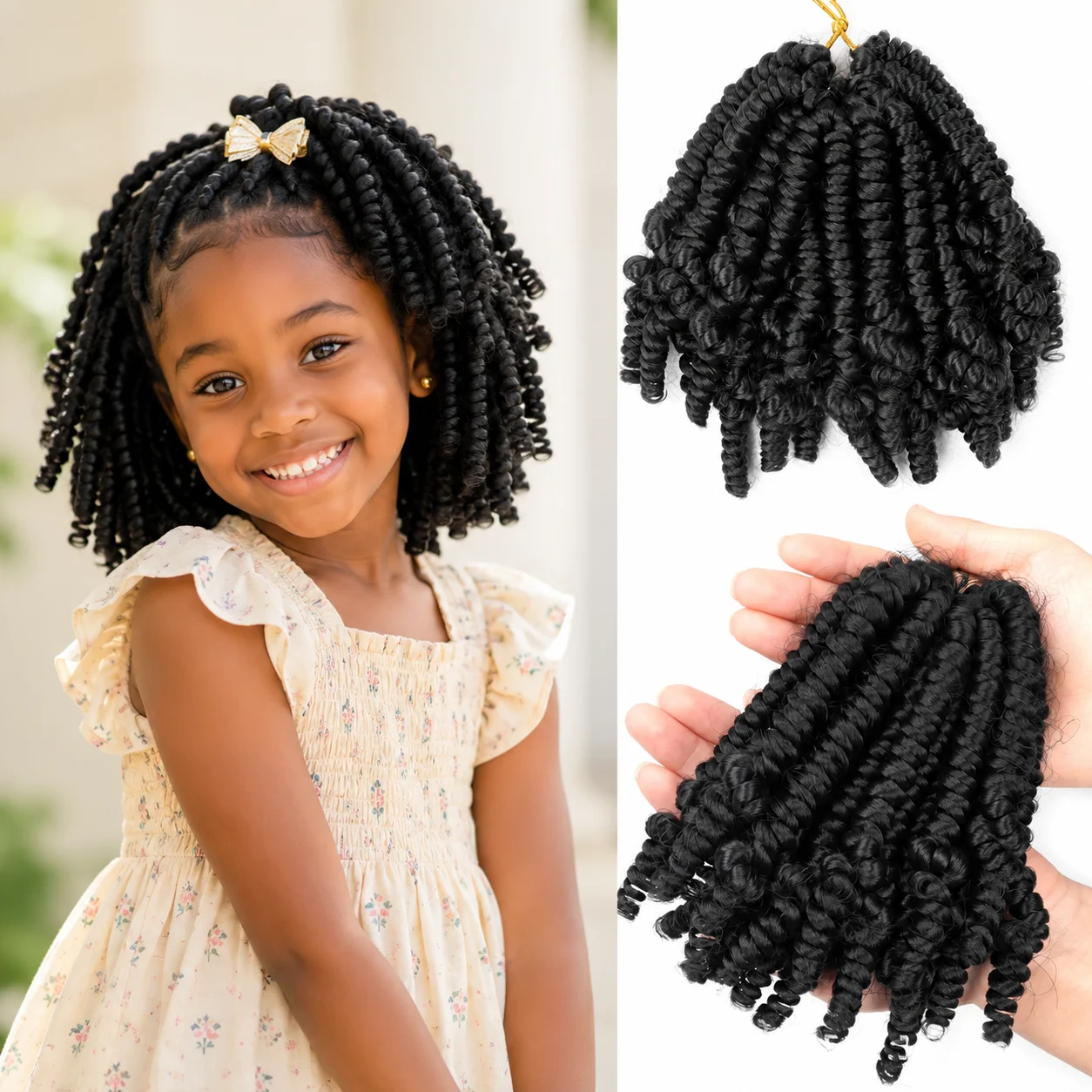 6 Inch Spring Twist Crochet Hair 50g Short Curly Synthetic Braiding Hair Extensions for Women Girls Daily Protective Styles