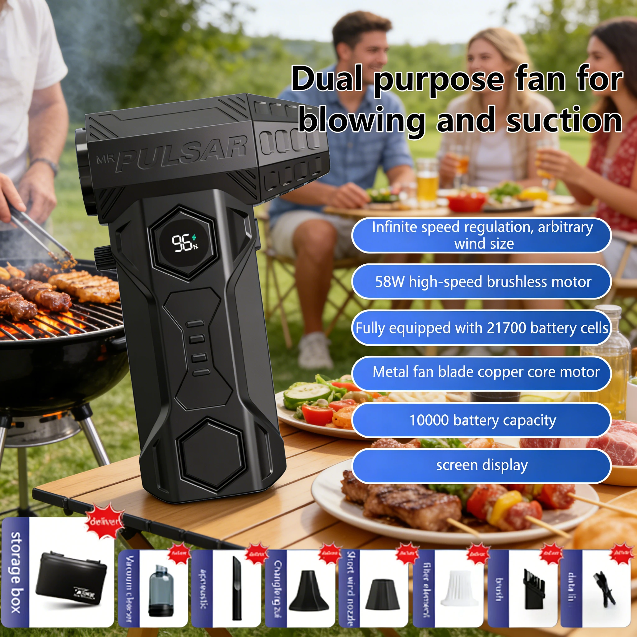 

Мощный воздуходув X11 (990000 об/мин) с дисплеем потребления электроэнергии, для сдувания пыли и очистки, вакуумный вентилятор-жетоновентилятор