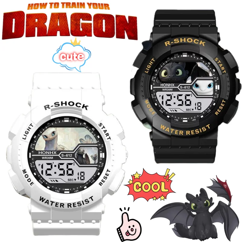 

New How to Train Your Dragon Toothless Light Fury Watch High Color Animation Printing Student Sports Waterproof Electronic Watch