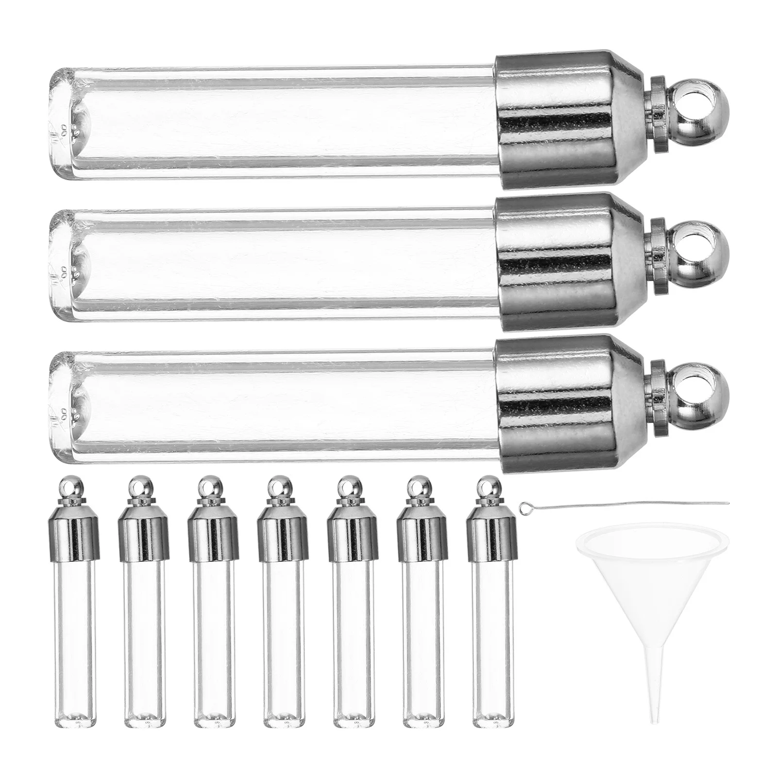 

1Set Glass Bottle Pendant with Metal Cap Small Wish Bottles for DIY Decorative Storage Jars Transparent Miniature Craft Gift