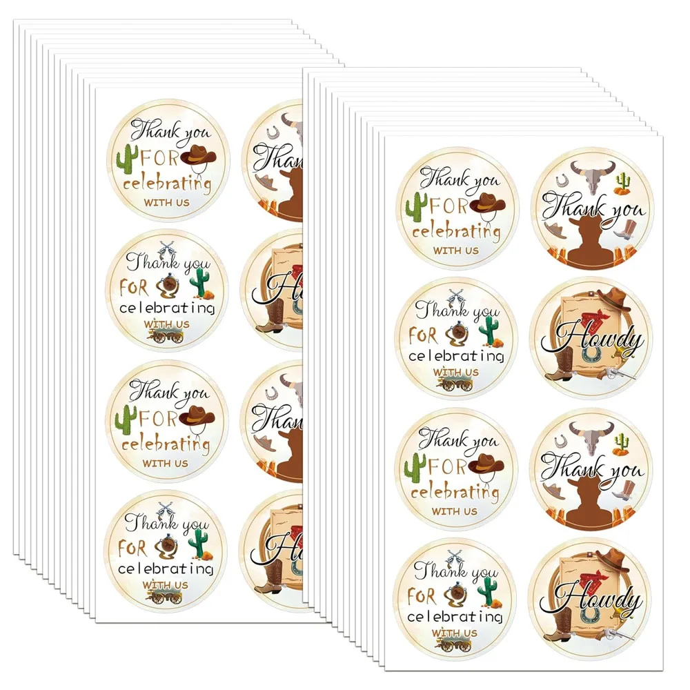 2Inch Cute Cowboy Thank You for Celebrating with Us Sticker Cowboy Western Stickers Cowboy Theme Favors Labels 200Pcs