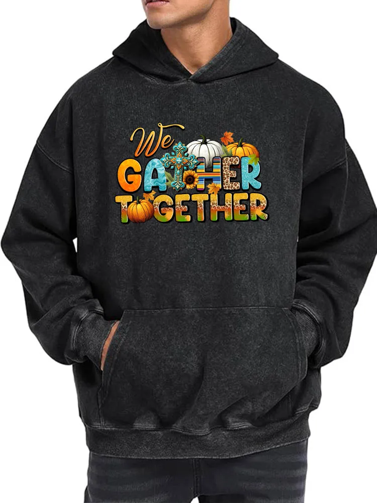 

Мужская винтажная потертая толстовка с рисунком Gather Together, пуловер с принтом в стиле ретро, повседневная уличная одежда, мягкая ткань