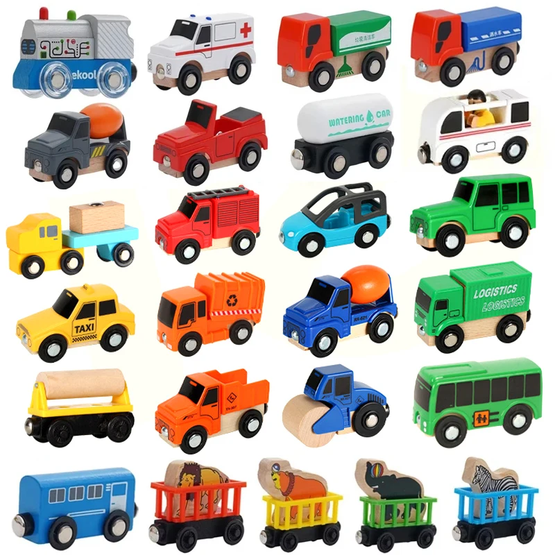 1pcs Wooden Magnetic Train Wood Railway Accessories Car Truck Locomotive fit for Brand Wooden Tracks Toys for Children