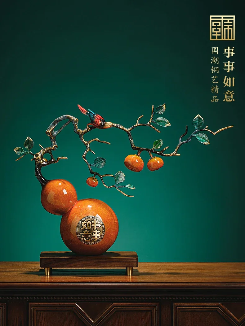 Everything, Persimmons, Ruyi Copper Gourd Decoration, High end New Chinese Style Living Room, Entrance, Office