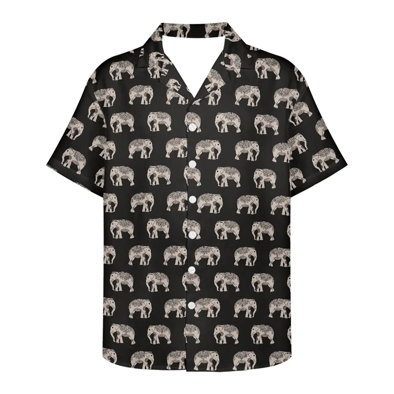 

New Full Printing 3D Animal Elephant Kawaii Shirts Men Y2k Tops Cute Shirt Women Street Harajuku Hawaiian Lapel Buttton Blouse
