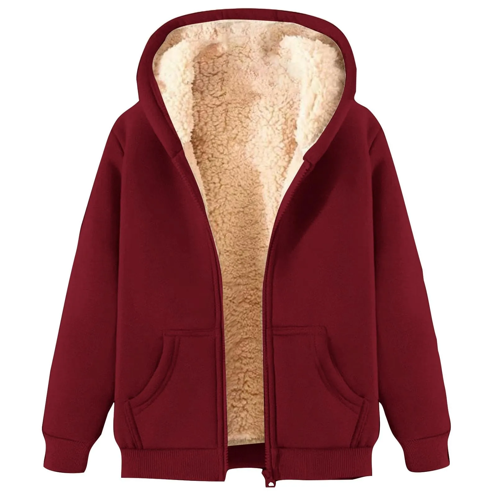 Frauen Herbst Winter warm Reiß verschluss Hoodies lässig Plüsch übergroßen Hoodie einfarbig flauschigen Reiß verschluss Sweatshirt Bluza Damska