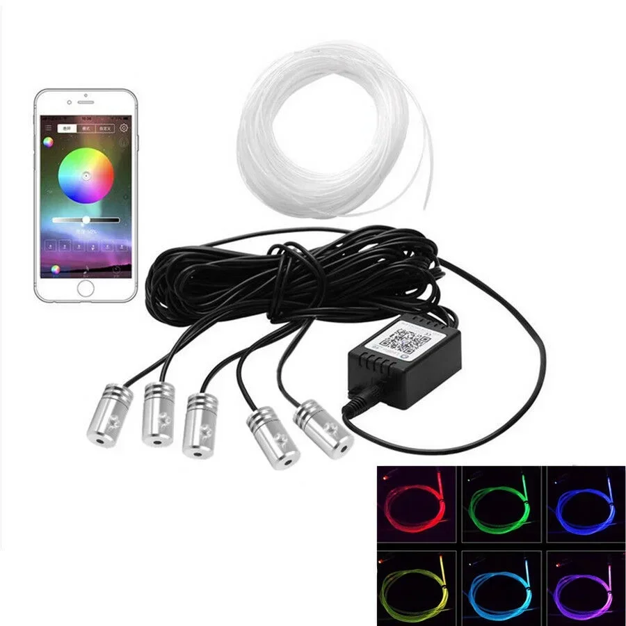 

RGB LED Car Interior Light Fiber Optic Neon Wire Strip Atmosphere APP Control