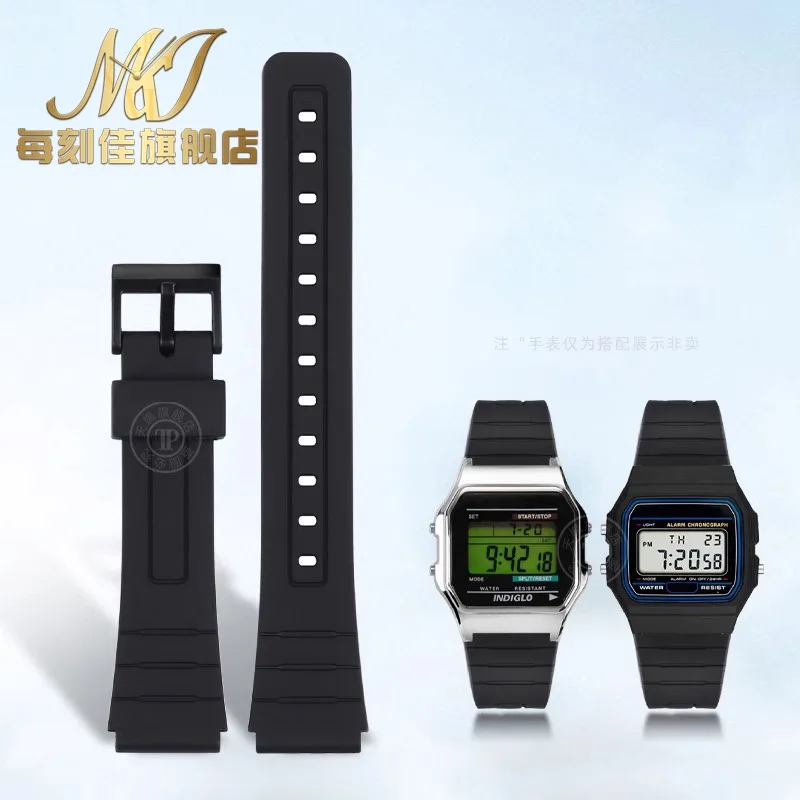 Ремешок из силиконовой резины для CASIO F-91W-1 F91WM F-84W F-94WA AE-2000WD A168W A158 AE-1200 1300 18 мм 20 мм 22 мм черный ремешок для часов