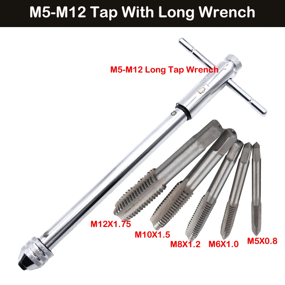 Imagem -06 - Chave de Torneira Ajustável Catraca Chave em Forma t Alongado Torneiras Spanner Lidar com Parafuso Masculino Conjunto Extrator Manual Mão Ferramenta M3-m12