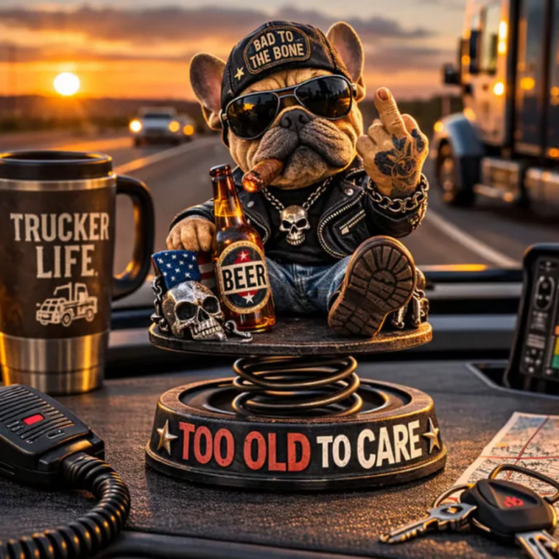 Cool Punk Resin Middle Finger French Bulldog Bobblehead Car Ornament Funny Trucker Dashboard Decor Unique Gift For Auto Interior