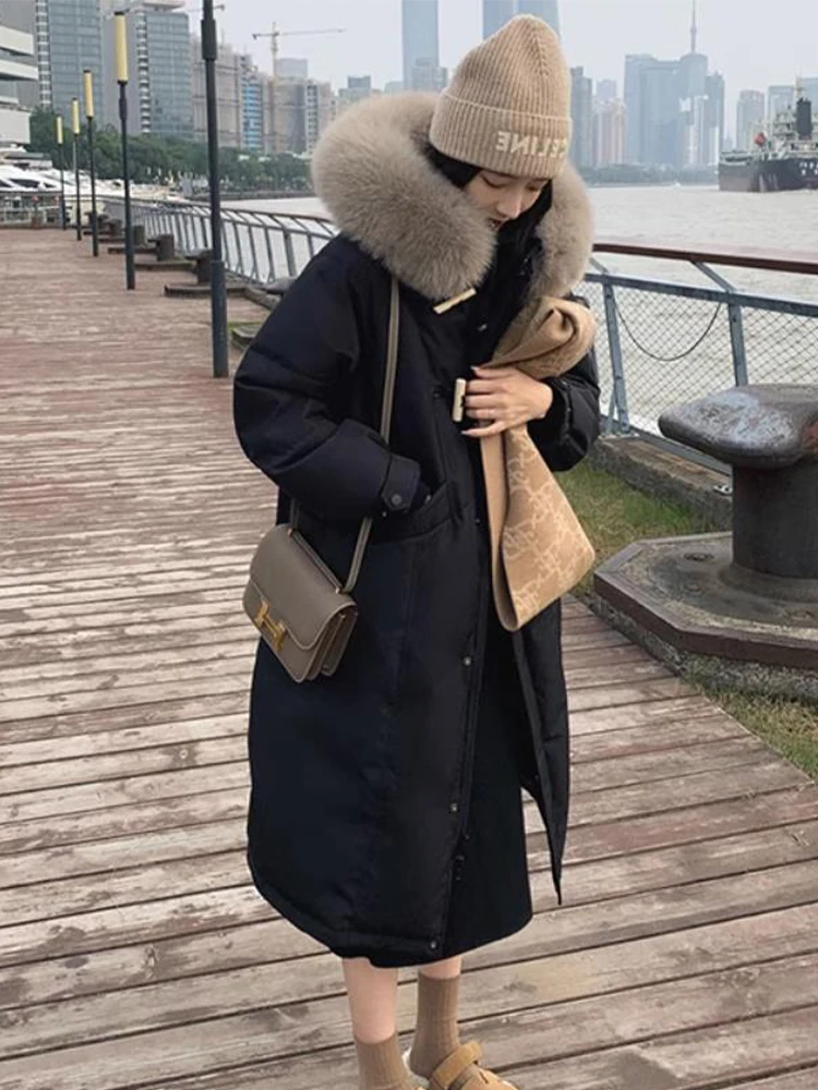 Winter Thicken Woman Jacket Overcoat Loose Warm Korean Fashion Hooded Zipper Elegant Fashion Coat Female Stylish Jacket