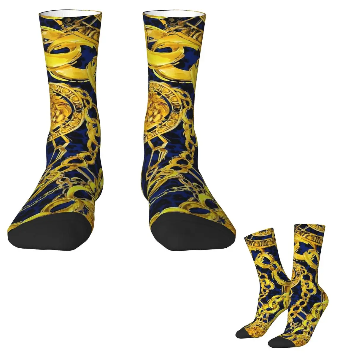 Golden Lion And Damask (4) Socks Winter Stockings Trendy Couple Soft Socks Design Cycling Non Slip Socks