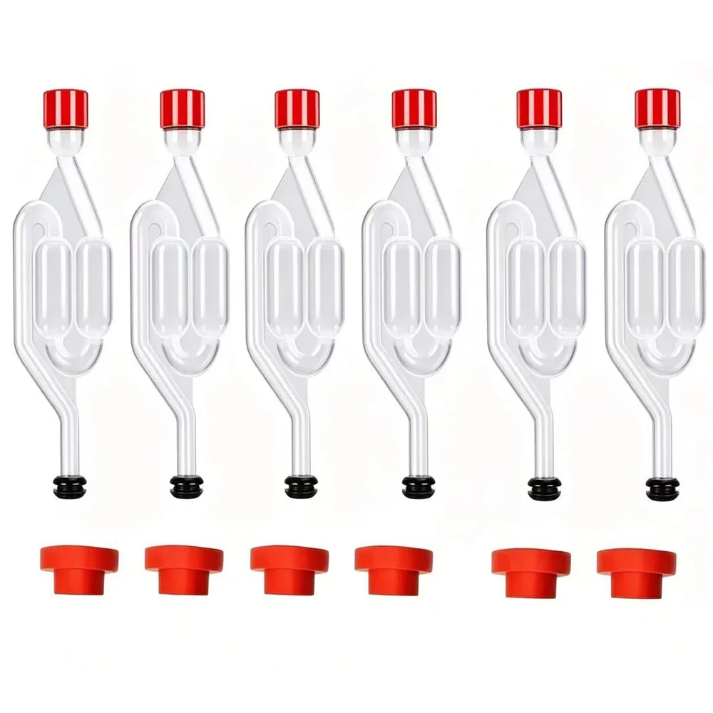 PP S-Shape Airlocks ,Homebrew Bubble Airlock Carboys Stopper & Fermenter Seal Valve with Food Grade Grommets Wine Making