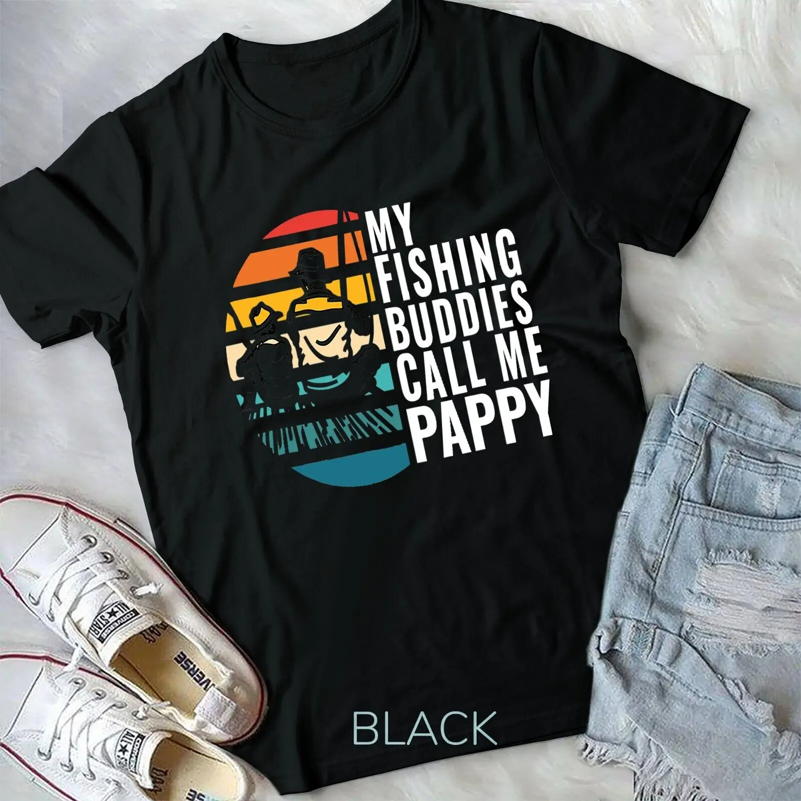 Mens My Fishing Buddies Call Me Pappy Fisherman Fatherâ€™s Day Unisex T-shirt