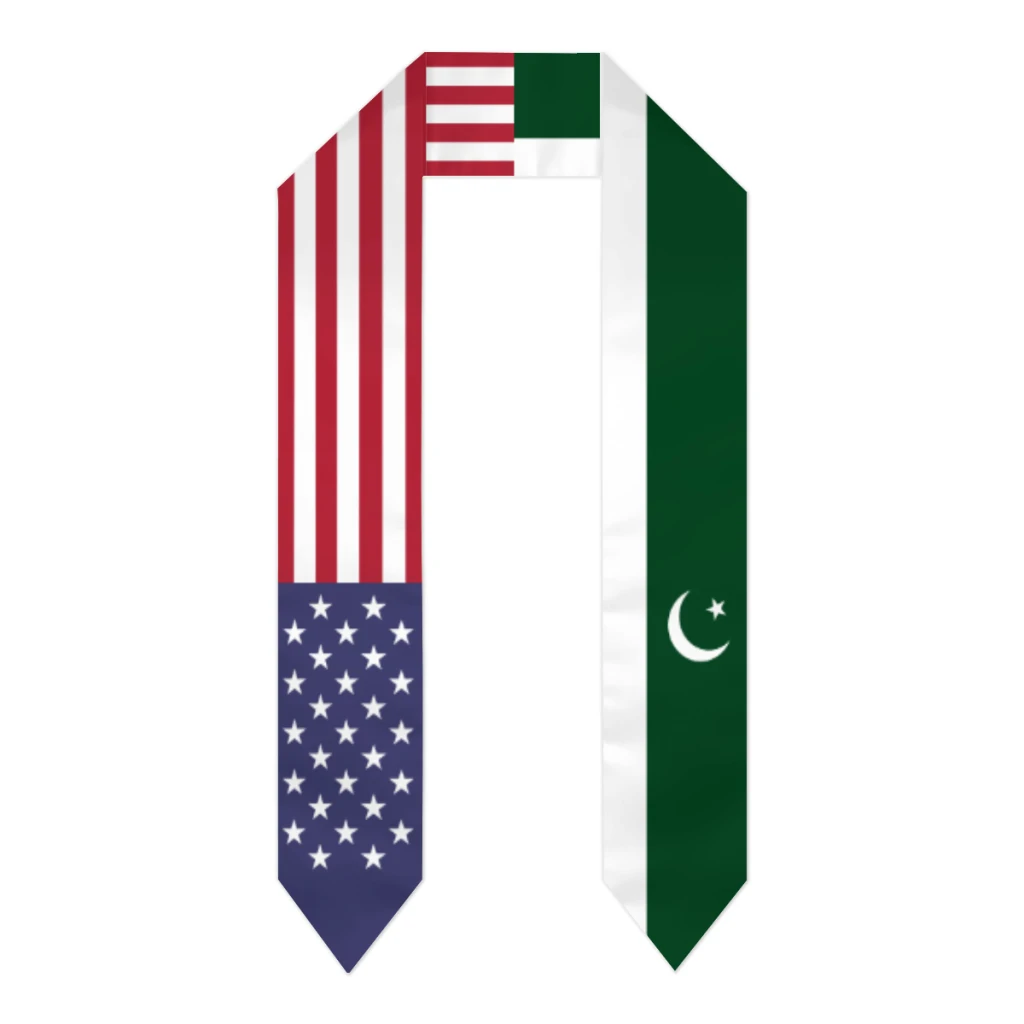 Graduation Sash Pakistan & USA United States Flag Stole Shawls Graduate Wraps Scraf International Student Pride Gifts