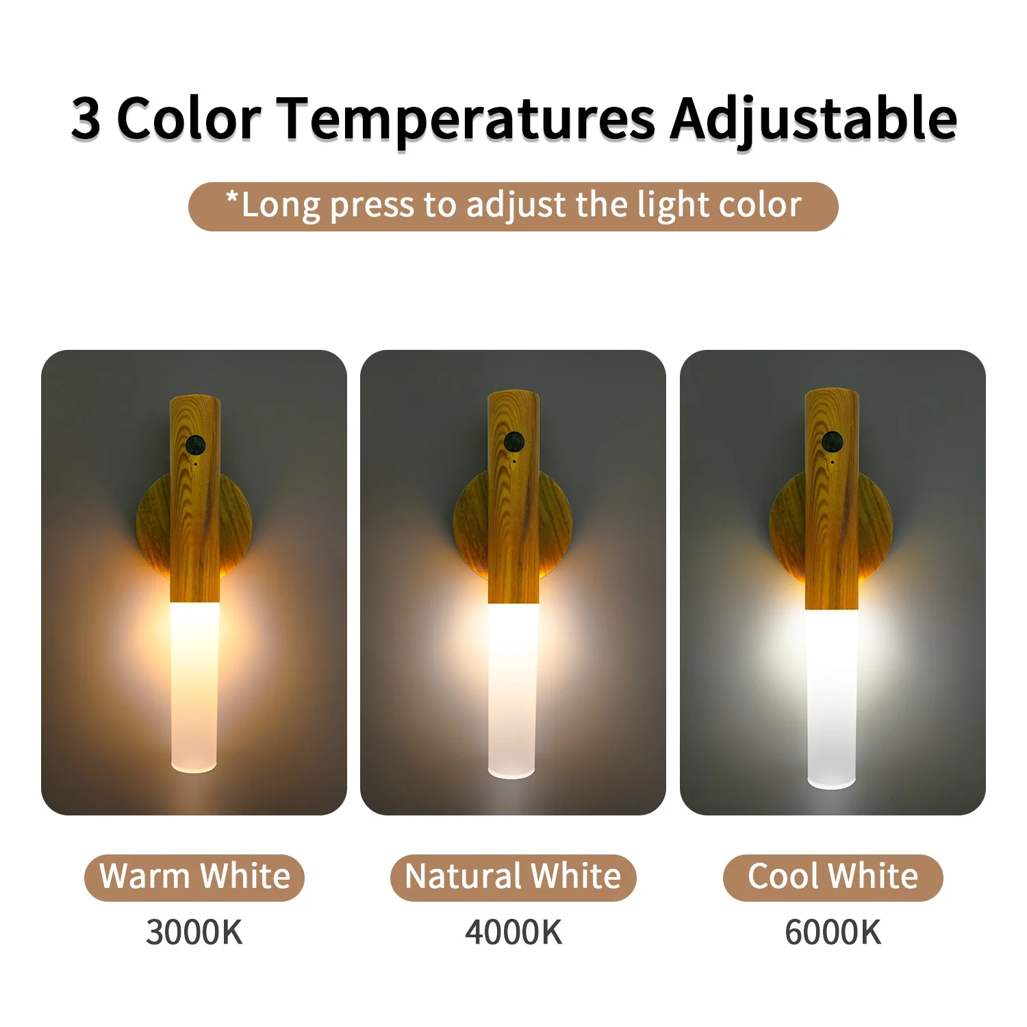 Intelligent Motion Sensor Light USB Rechargeable Wooden Magnetic LED Lamp Human Induction Cabinet Wardrobe Lighting Night Light