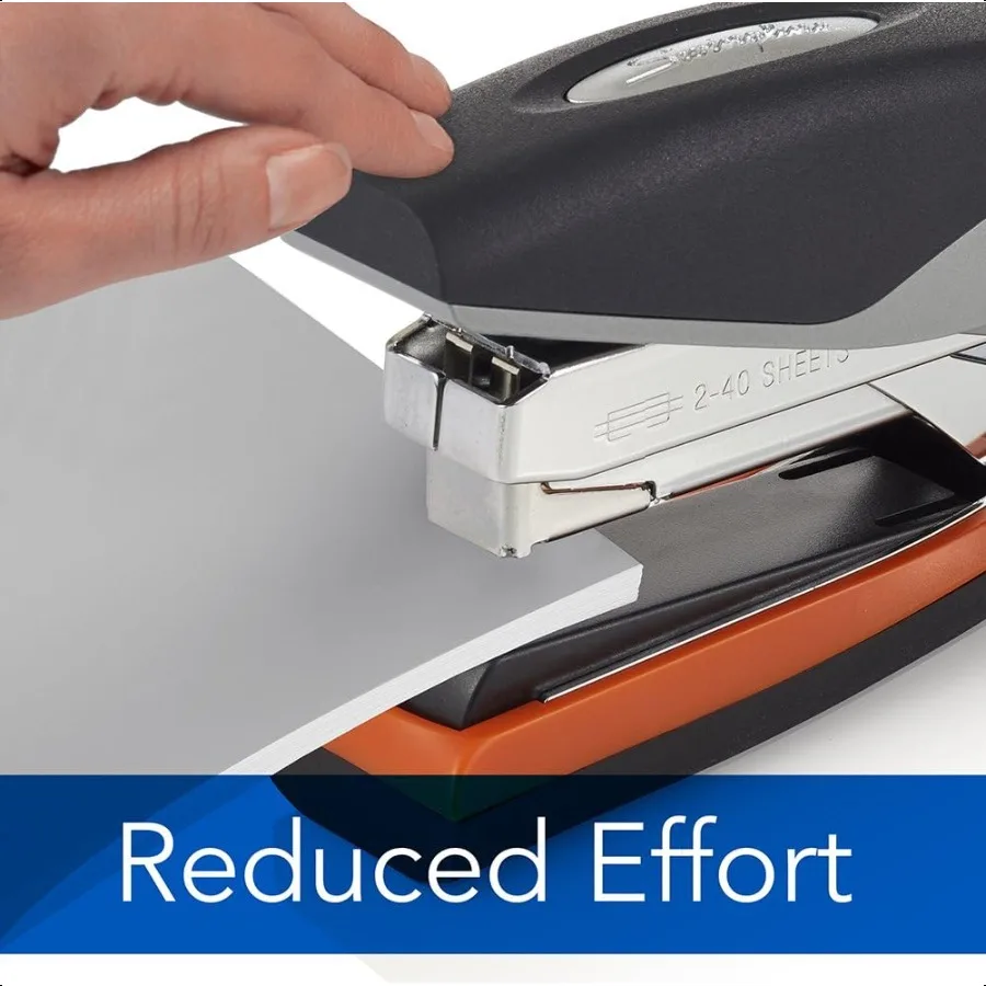Stapler Strip Penuh Desktop Stapler Kapasitas 40 Lembar Gaya Rendah Optima 40 Sier Hitam Oranye 87840