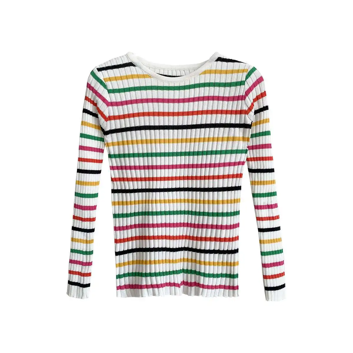 Herbst Winter Damen Gestreifter Boting irt Sweet Sle Long Sve Strickpullover Single Piece Herbstkollektion