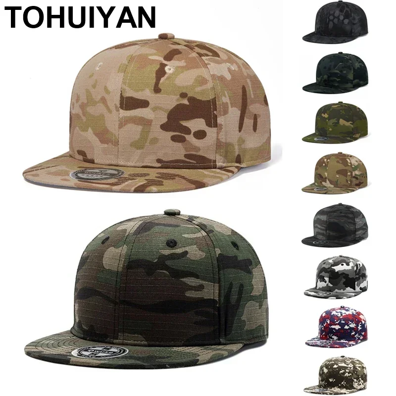 TOHUIYAN kamuflaż snapback bawełniane czapki puste płaskie camo czapki baseballowe taktyczna męska czapka czapka sportowa na świeżym powietrzu dla