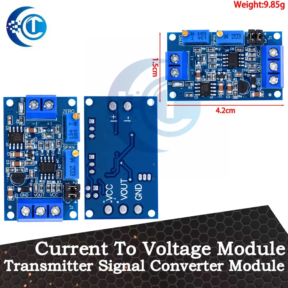 Current to Voltage Module: Convert 0-20mA/4-20mA to 0-3.3V, 0-5V or 0-10V Voltage Transmitter Signal Converter Module