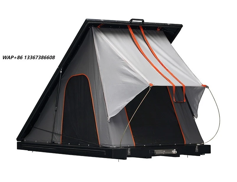 Quickly set up a car roof tent with a waterproof canvas triangular aluminum roof for camping and outdoor adventures