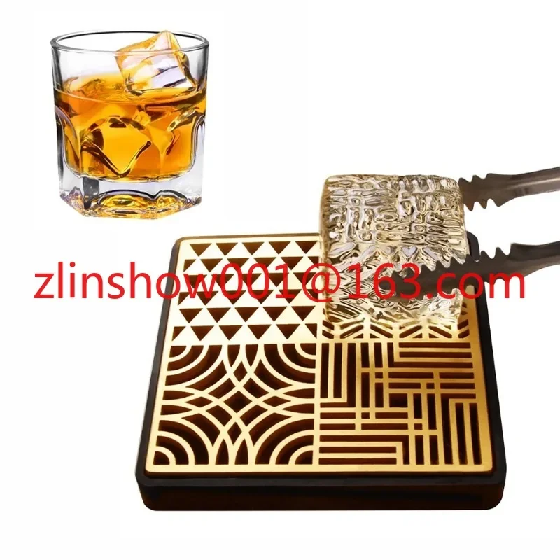 

Ice Cube Design Plate Food Grade Brass Ice Stamp Mold Ice Printing Bar Bartender Whiskey Pressing Stamping Square Tray 110x110MM