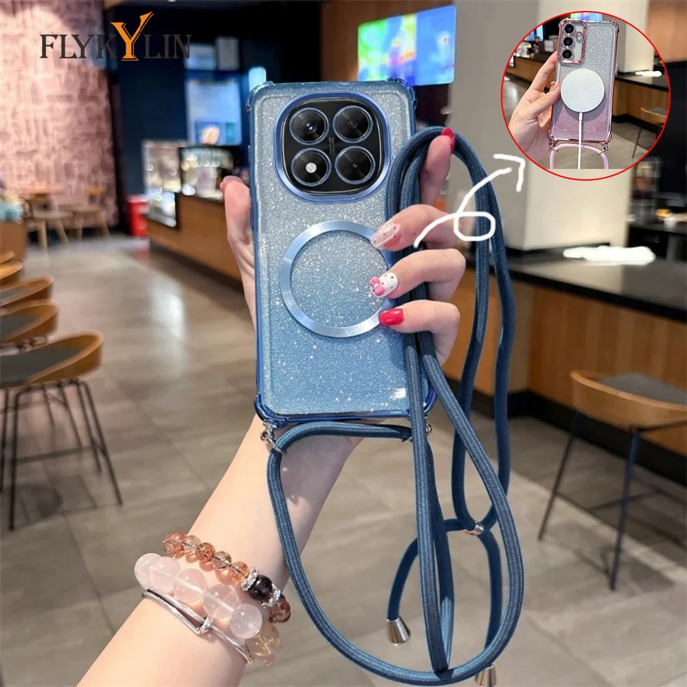 حافظات مغناطيسية شفافة لهاتف Google Pixel 9 9A 9 Pro XL غطاء قلادة بحبل كروس