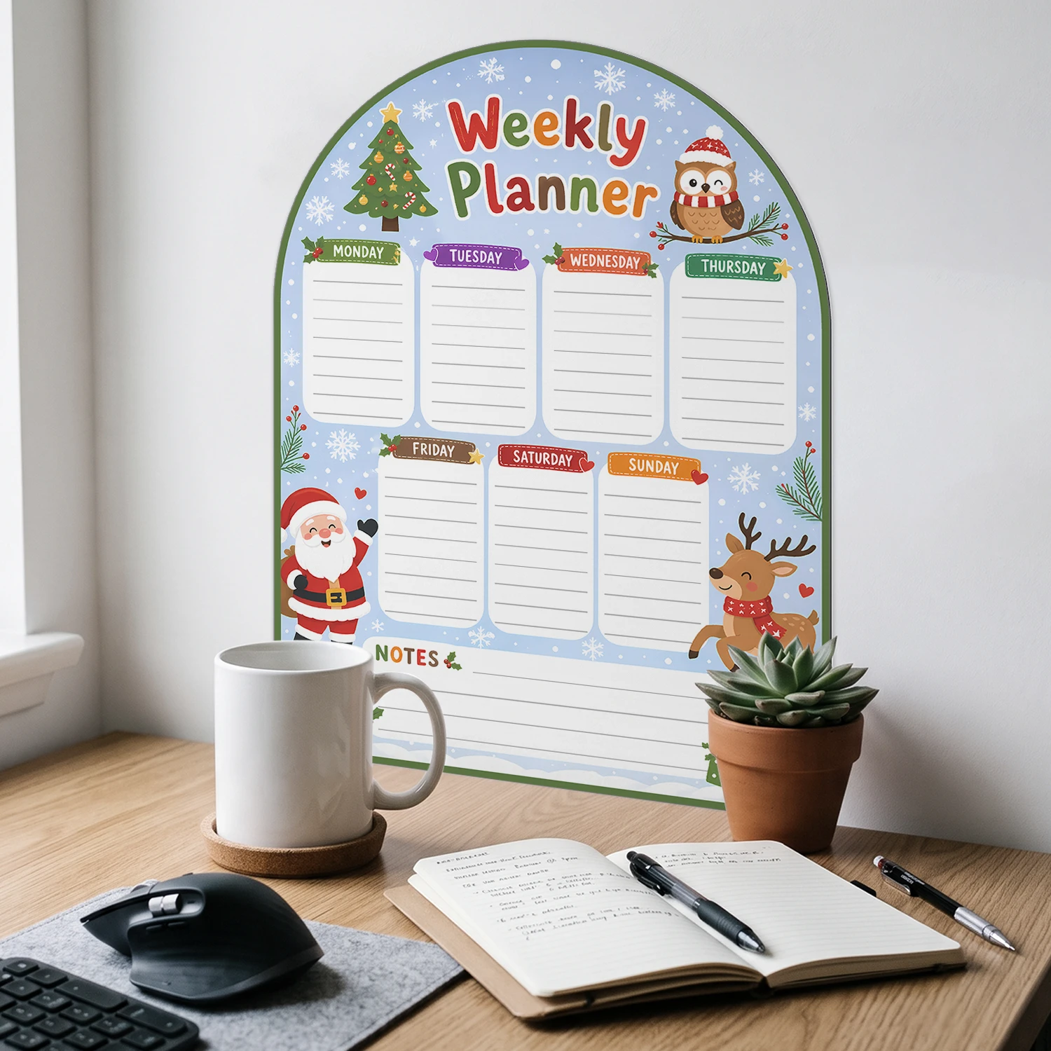 Self‑Adhesive Dry Wipe Weekly Organizer Sticker 30×40cm Foam Plan Board for Fridge Tile Wood Office Household Planning