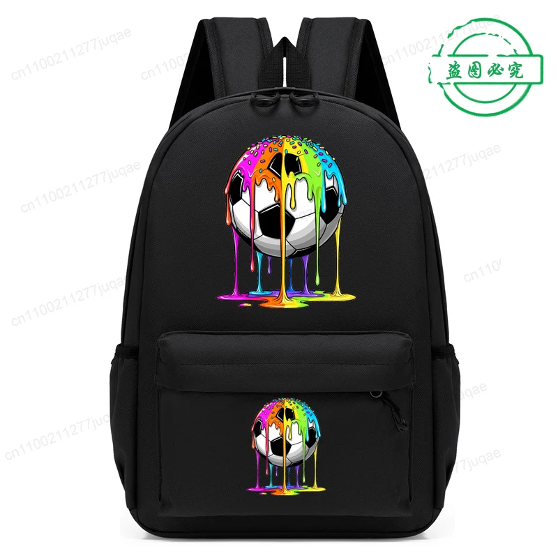 

Kids Backpack Cute Rainbow Drip Soccer Ball School Bag for Girls Boys Children Bookbag Travel Backpack Mochilas Escolares